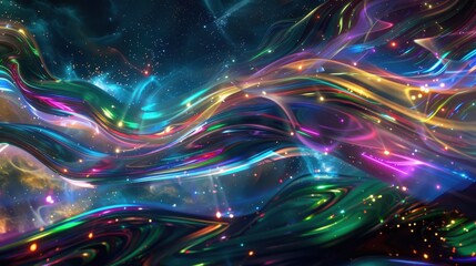 Wall Mural - Surreal Cosmic Light Waves in Vibrant Hues