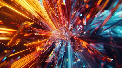 Wall Mural - Vibrant Abstract Explosion of Colorful Light Rays and Particles