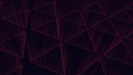 A digital artwork on a black background featuring a pattern of triangles formed by small red lines. It showcases geometric shapes in a visually captivating arrangement
