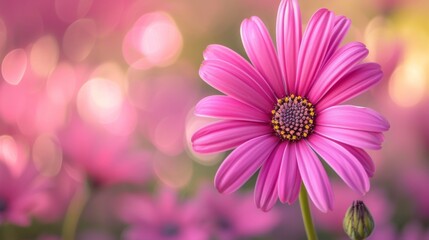 Poster - Vibrant pink daisy flower, with detailed petals and a soft, blurred background