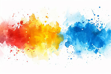 Wall Mural - Abstract Watercolor Painting with Red, Yellow and Blue Colors