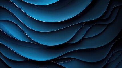 Poster - Chic blue and black background with smooth gradients for design, banner template, white space in the center of the page for text. Stylish dark wallpaper with copy space. Generative AI.