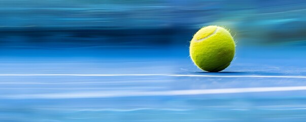 Canvas Print - A Tennis Ball on a Blue and White Abstract Background