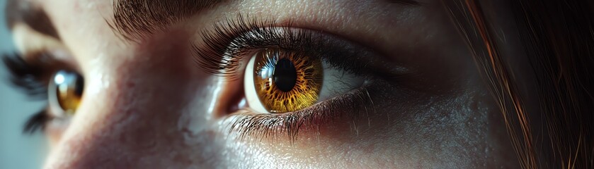close-up of a human eye with blue and gold iris