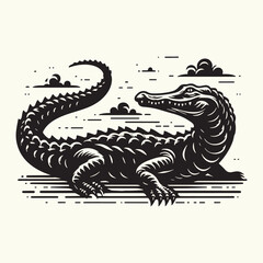 Sticker - Alligator silhouette Vector Illustration Design