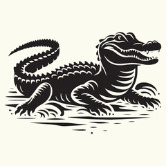 Sticker - Alligator silhouette Vector Illustration Design