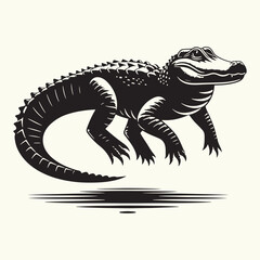 Canvas Print - Alligator silhouette Vector Illustration Design