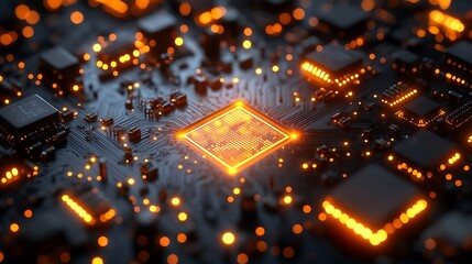  Abstract electronic circuit, tech digital background, computing system connectivity design 