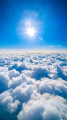 Canvas Print - A view of the sun shining through the clouds from an airplane window