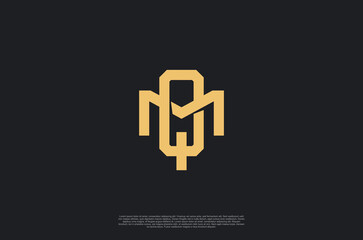 Canvas Print - Initial letter MQ, QM, overlapping interlock logo,monogram line art style