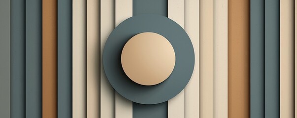 Wall Mural - abstract background with circular shapes and vertical stripes in muted tones