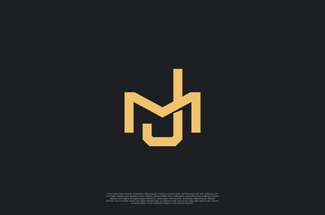 Canvas Print - Initial letter MJ, JM, overlapping interlock logo,monogram line art style