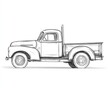 © Popelniushka - Old Truck Outline. Vintage Vehicle Sketch with Scratches on White Background