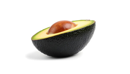 Studio shot of halved avocado isolated with white highlights, png