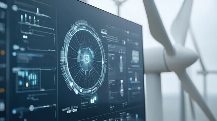 Sticker - A computer monitor displays a complex system of data and graphs