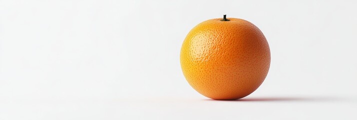 Canvas Print - Fresh Orange Fruit on White Background - A single, ripe orange sits on a clean white background. The vibrant color and smooth skin of the fruit symbolize freshness, health, and natural goodness. The i