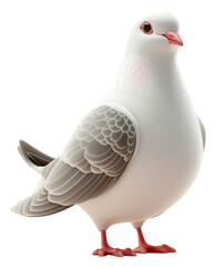 Poster - PNG 3D Illustration of cute dove animal pigeon white.