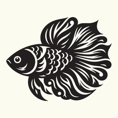 Sticker - Fish art Vector Illustration Black silhouette