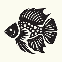 Wall Mural - Fish art Vector Illustration Black silhouette