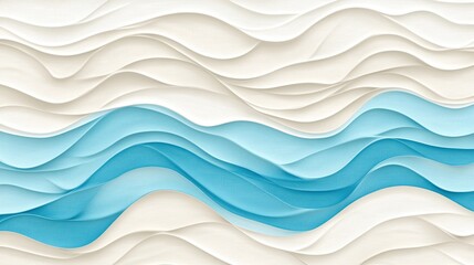 Canvas Print - The design features graceful waves of white and blue with a textured appearance, creating a calming and elegant abstract landscape that enhances any modern aesthetic