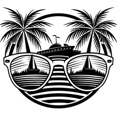 Wall Mural - pair of sunglasses with a cruise vector art illustration