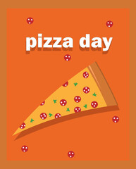 Wall Mural - pizza day text a slice of pizza