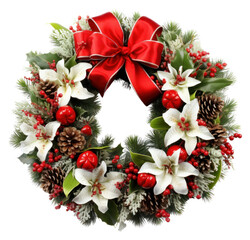 Sticker - PNG Christmas wreath plant white background celebration.