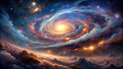 Wall Mural - Celestial Tapestry: A Symphony of Cosmic Hues  Generative AI