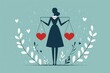 © Thanyaporn - Lady Justice holding scales and a heart, morality in law, flat design illustration