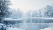 © Marco - beautiful landscape of a lake surrounded by forest with a lot of snow falling
