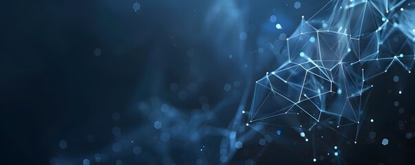 Wall Mural - A close-up view of a spider web technology background, set against a dark blue background with glowing lights or energy beams 