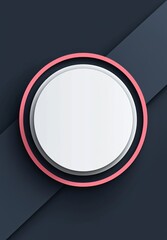 Wall Mural - minimalistic abstract white circle on dark grey background with pink border