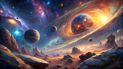 Wall Mural - Celestial Tapestry: A Symphony of Cosmic Hues  Generative AI
