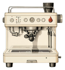 Canvas Print - PNG Silkscreen of coffee machine appliance coffeemaker technology.