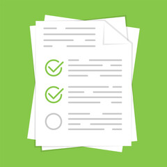 Documents icon. Approval icon. Flat style. Vector icons.