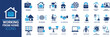 © Designstor09 - Adobe Illustrator ArtworkWorking from home icon set. Containing remote work, work online, freelancing, home office, digital nomad, portfolio and more. Solid vector icons collection