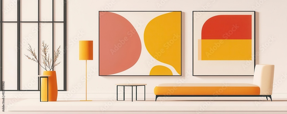 Exhibition curation strategy flat design front view multimedia art ...