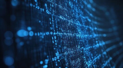 Abstract Blue Binary Code Digital Background
