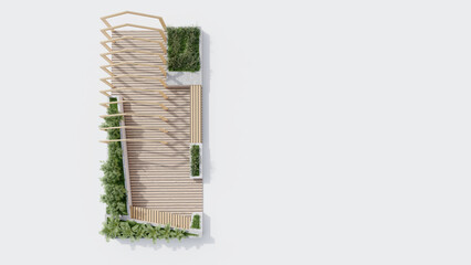 top view architecture garden park landscape terrace nature design modern 3d render.