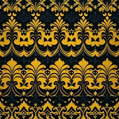 a geometric design featuring alternating black and yellow stripes on a textured wallpaper