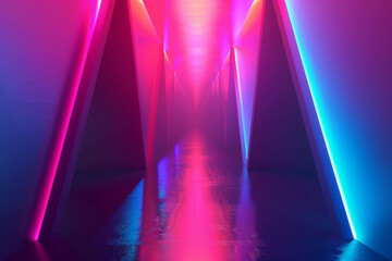 Wall Mural - Neon Lights Corridor