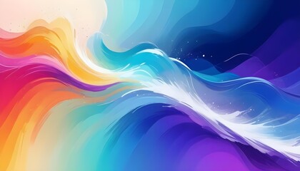 Wall Mural - Colorful abstract waves of blue, purple, and orange swirling and flowing in a dynamic, ethereal composition