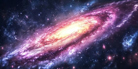Wall Mural - a colorful galaxy surrounded by a halo of dark matter, with its stars and cosmic dust forming intric