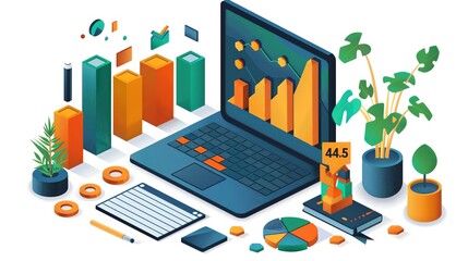 Wall Mural - Business growth and strategy design with elements of revenue, portfolio management, and market analysis, ideal for showcasing successful entrepreneurial ventures. high resolution Illustration, in the