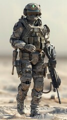 Tactical warrior equipped with exoskeleton for enhanced mobility, military, agile combat