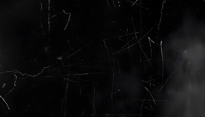 Black grunge scratched background  old film effect  dusty scary texture isolated with white highlights, png