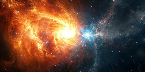 Wall Mural - a celestial event in a distant galaxy, with supernovae exploding, new stars forming, and cosmic wave
