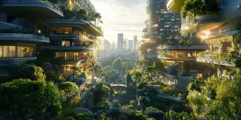 Wall Mural - a technologically integrated smart city, representing the future of urban life