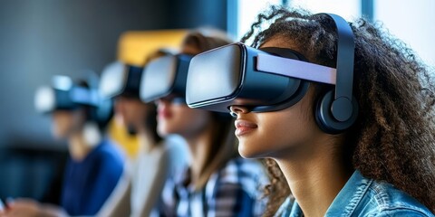 Wall Mural - virtual reality used for remote education, symbolizing innovation in learning