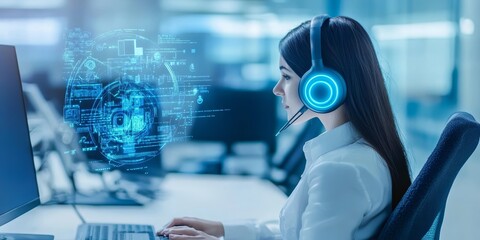 Wall Mural - ai-powered customer service solutions, representing technology in business